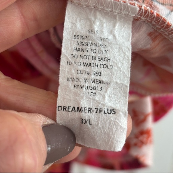 Babydoll Floral Empire Waist Tunic Sz 3X Blouse Kimono Sleeves Boho Flowy - Picture 7 of 11